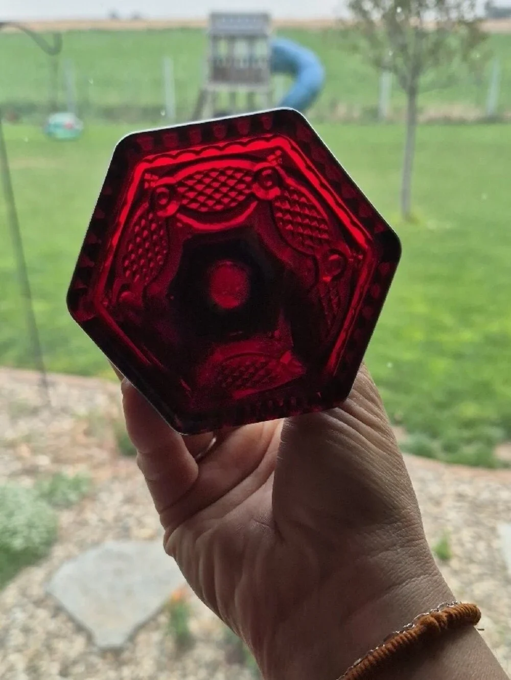 Vintage Avon Ruby Red Glass Candle Holders, Set of 2